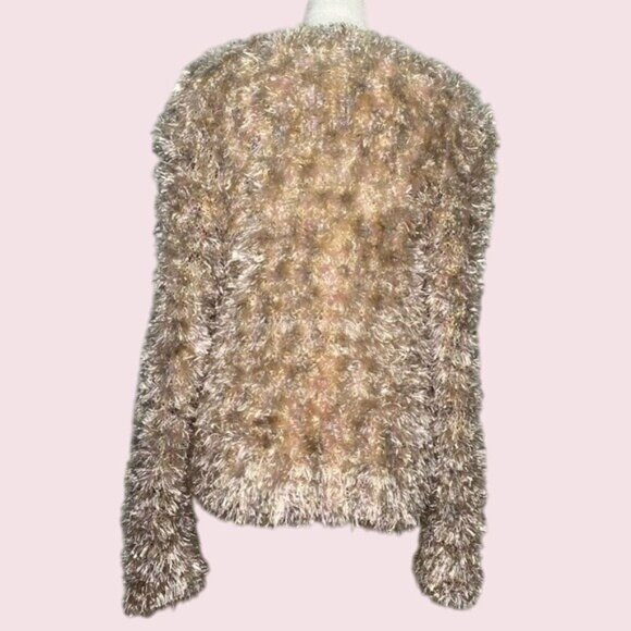 Sideffects Womens Faux Fur Cardigan Sweater Medium Made In Hong Kong - Picture 3 of 10